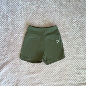 Gymshark high rise olive green training shorts
